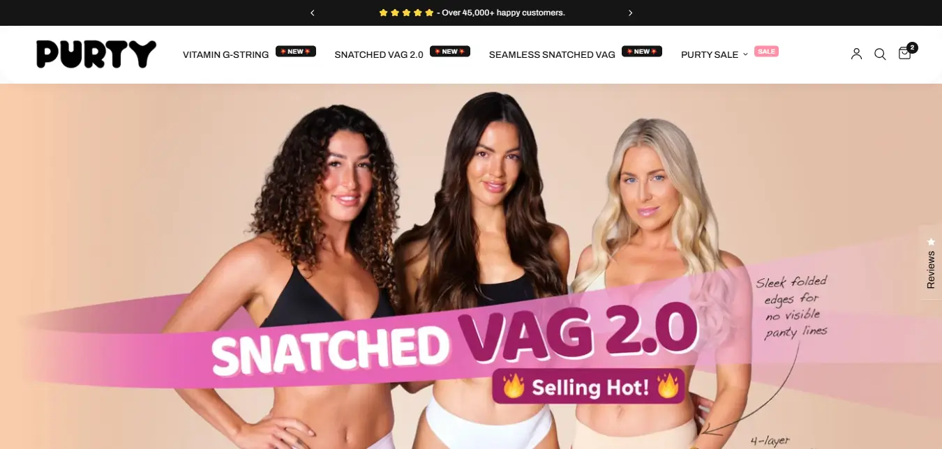 Screenshot from Purty Body homepage