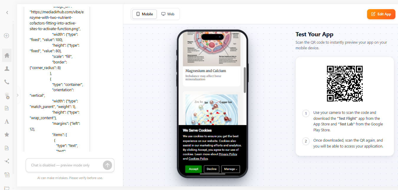 Screenshot from Appy Pie app builder
