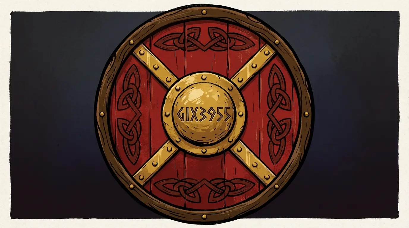 CouponViking featured illustration of a Viking shield displaying verified iHerb discount code GIX3955 for 10% off new customer orders and 5% off returning customer orders, with crossed golden axes on a dark background