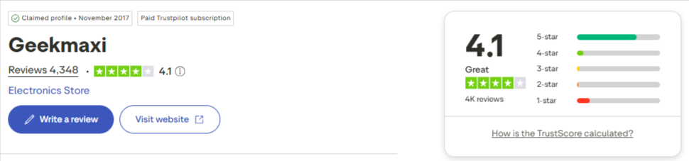 Geekmaxi reviews on Trustpilot