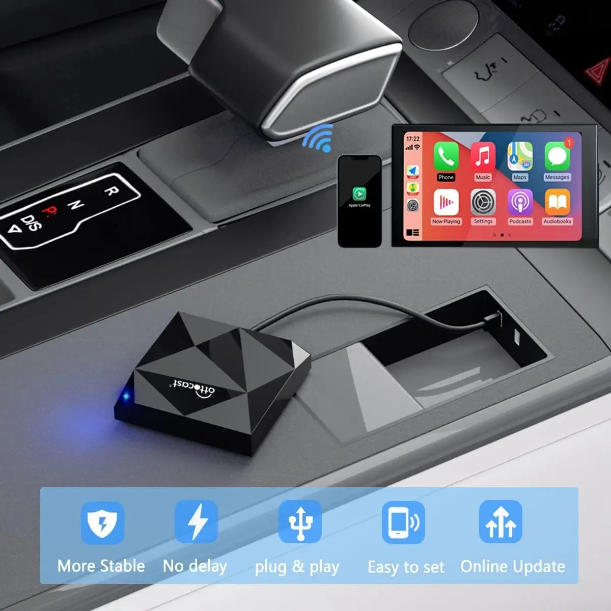 Ottocast wireless CarPlay and Android Auto adapter for compatible vehicles